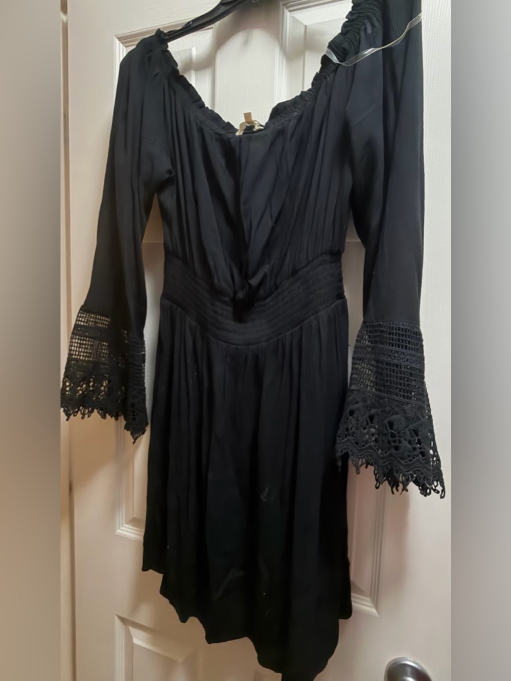 NWOT Black Women's Crochet Sleeve Dress